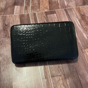 Womens Hananel Wallet Clutch Wallet Black Vegan Croc
